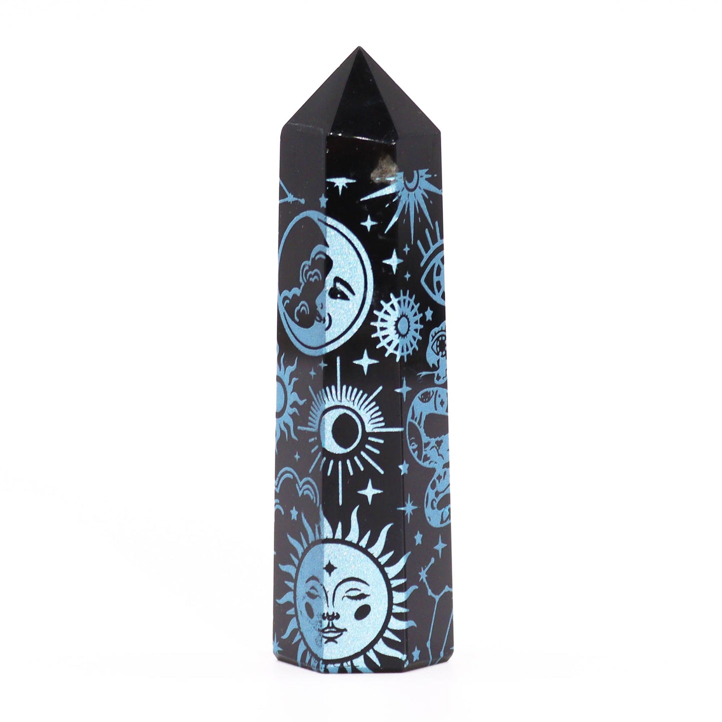 Black Obsidian Points - Mystic Story - Sky Blue