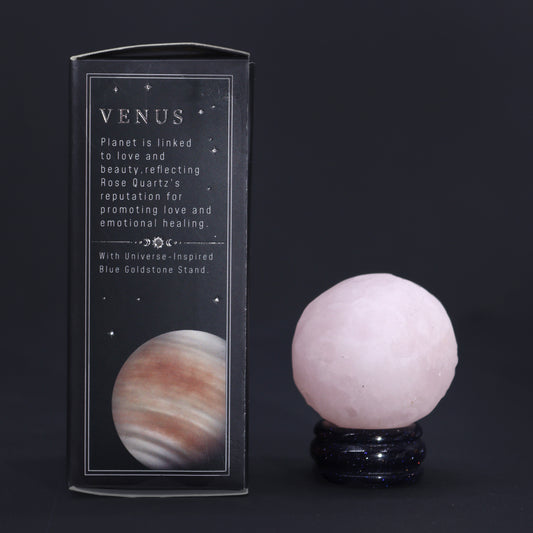 Rose Quartz Planet on a Sola Goldstone Stand (VENUS)