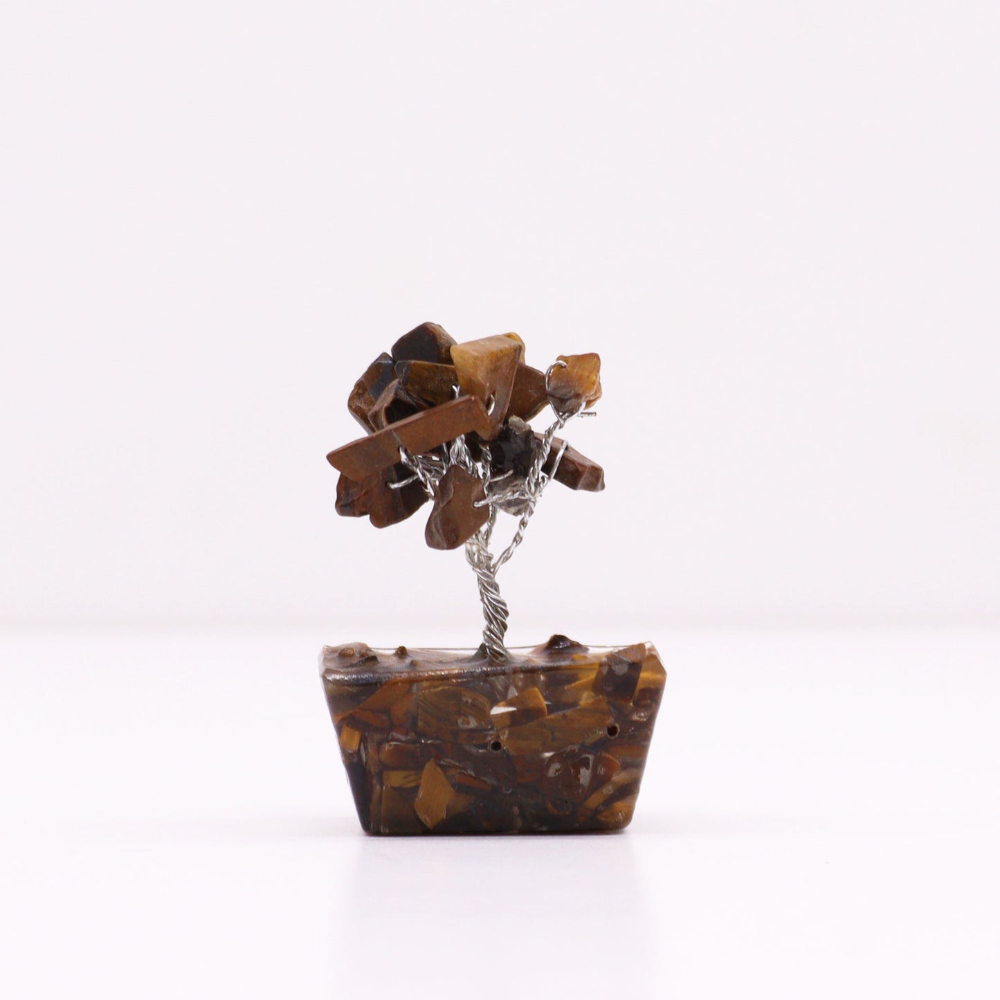 Mini Gemstone Tree On Orgonite Base - Tiger eye (15 stones)