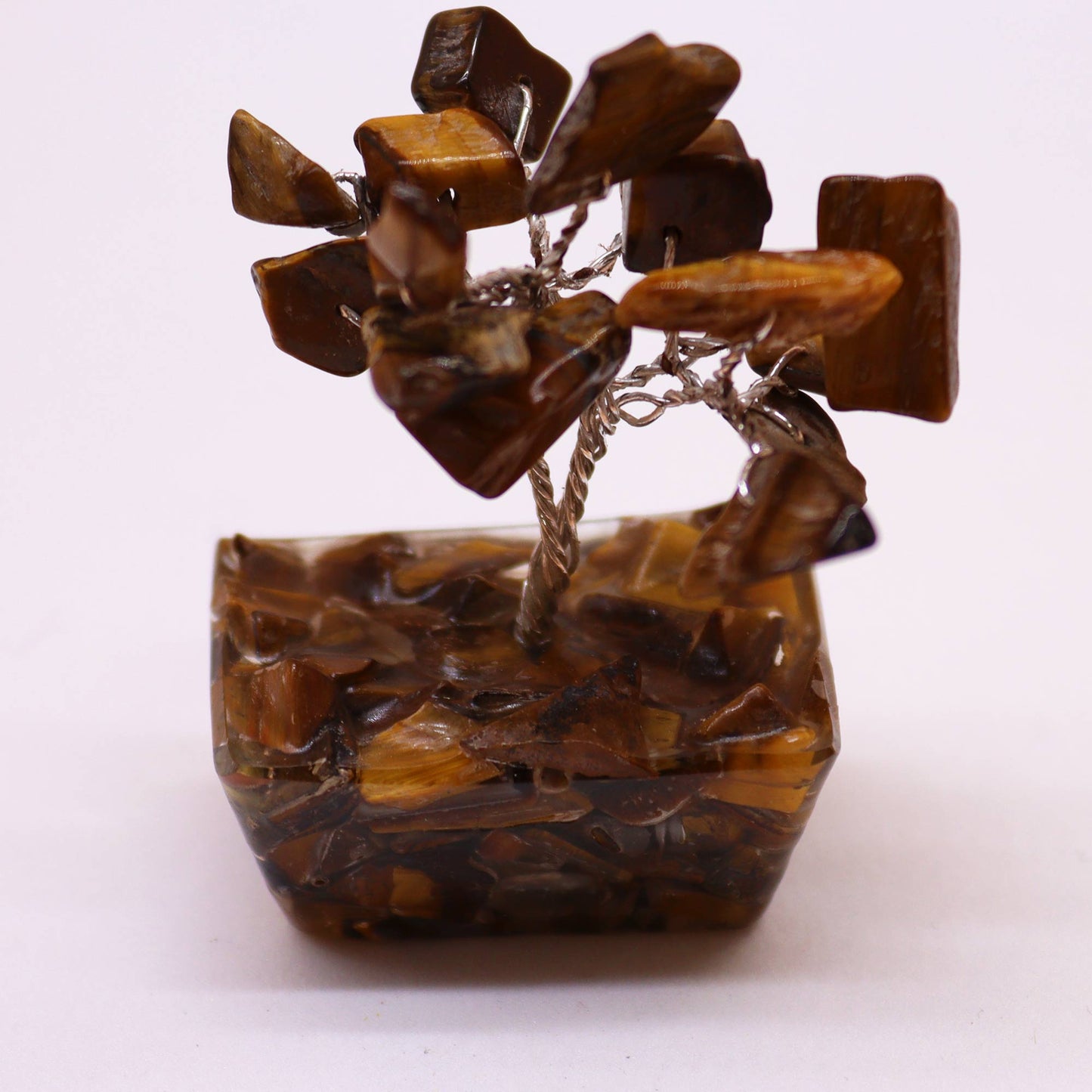 Mini Gemstone Tree On Orgonite Base - Tiger eye (15 stones)