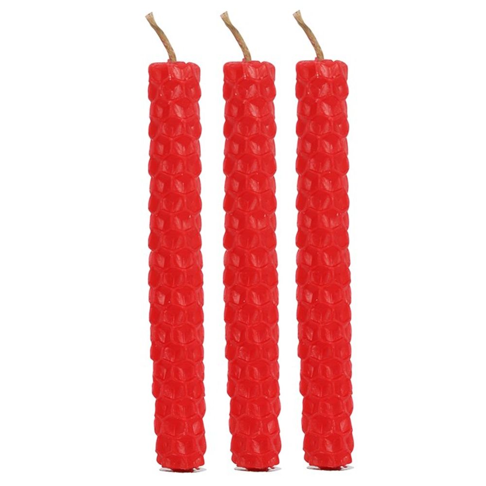 Set of 6 Red Beeswax Spell Candles