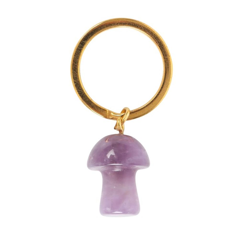 Amethyst Crystal Mushroom Keyring