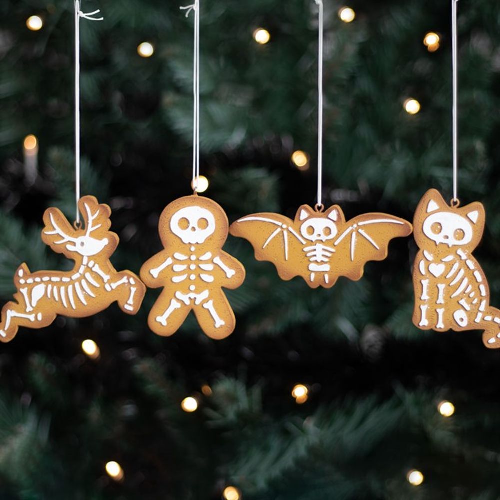 Set of 4 Creepy Skeleton Cookie Ornaments