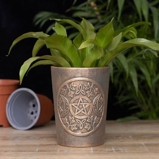 Triple Moon Bronze Terracotta Plant Pot by Lisa Parker